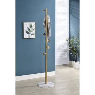 Clanton Metal Hat-Coat Stand with Marble Base and 8 Hooks - 13"W x 13"D x 66.5"H