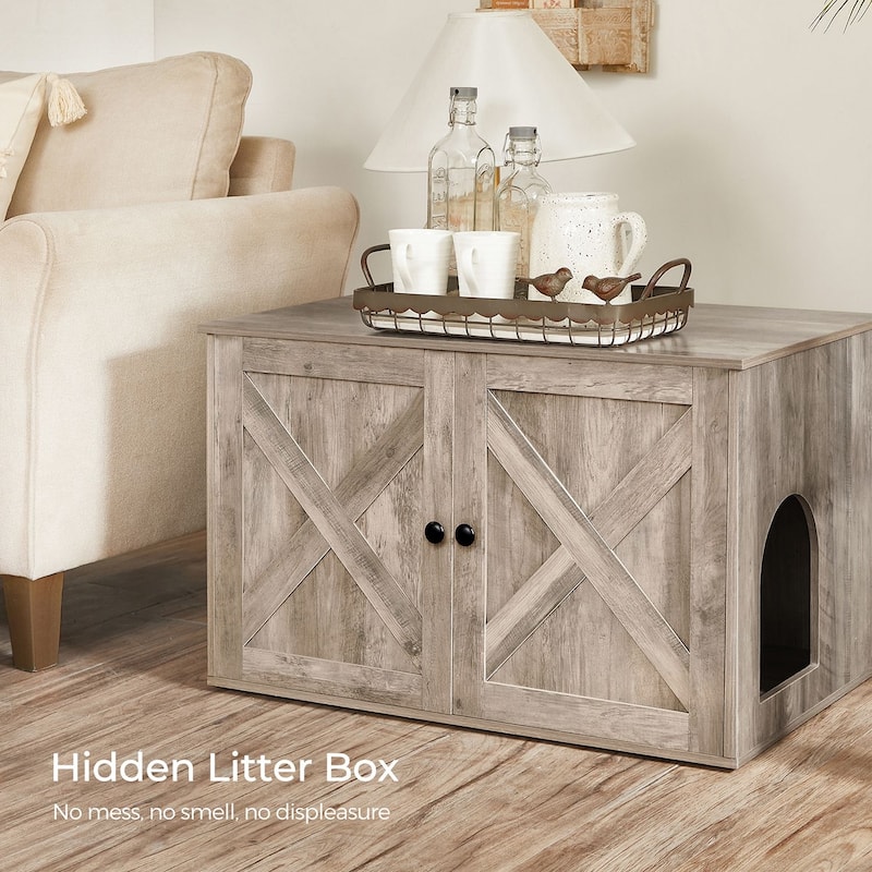 Wooden Hidden Cat Litter Box Enclosure with Removable Divider Perfect for Indoor Pet