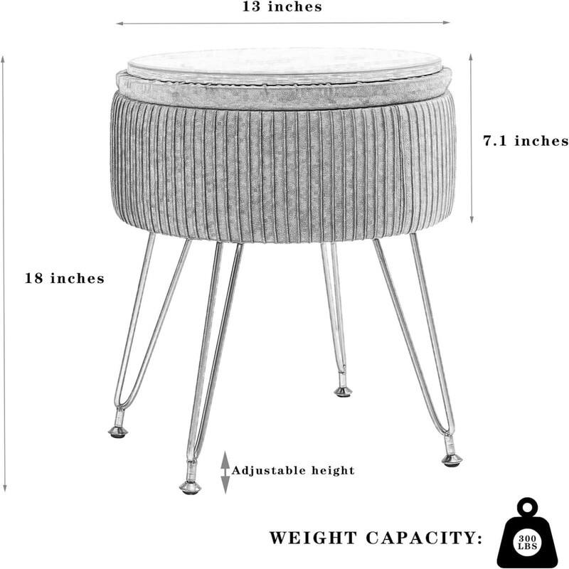 Ottoman Storage Footrest with Metal Legs