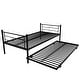 preview thumbnail 15 of 14, Black Twin over Twin Metal Bunk Bed Frame with Trundle, Fence, and Ladder