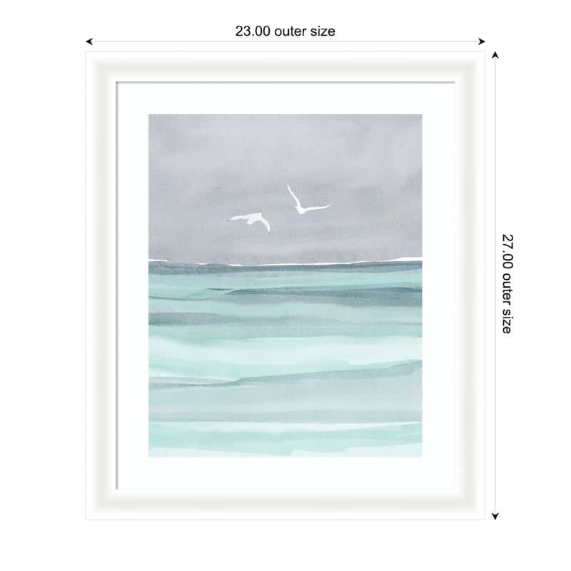 Kate and Laurel Framed Art Sea and Seagulls by Nikita Jariwala