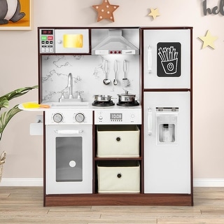 Wooden Little Chef Pretend Play Toy Kitchen Set w/Lights & Sounds