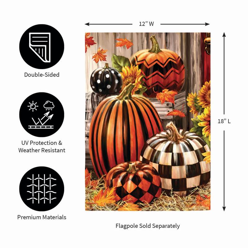 Fall Harvest Pumpkins Burlap Garden Flag