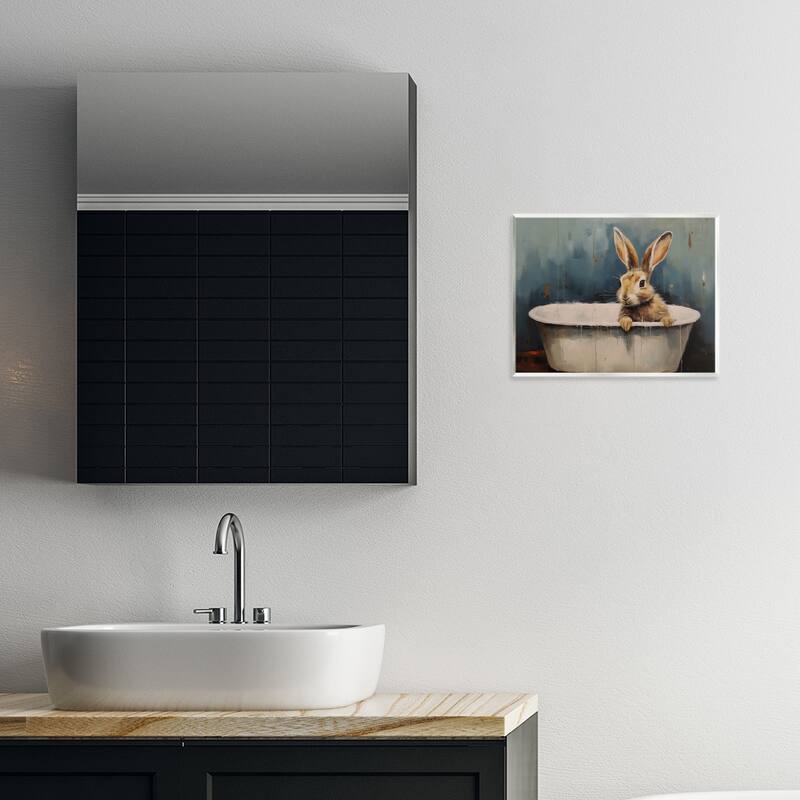 Stupell Baby Bunny in Tub Wall Plaque Art Design By Arlington Prints