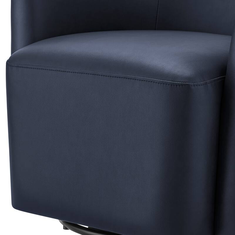 Leather Swivel Barrel Chair 30 Inch Compact 360 Degree