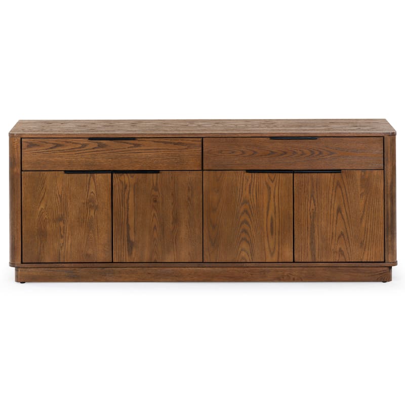 SAFAVIEH Couture Gabrietta 2 Drawer Wood TV Stand - 60"W x 18"D x 24"H - Medium Oak/Black