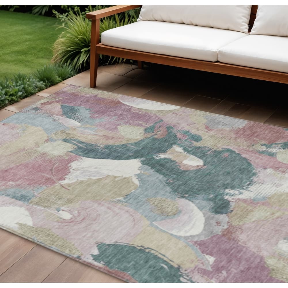 HomeRoots Abstract Transitional Rectangle Outdoor Rug