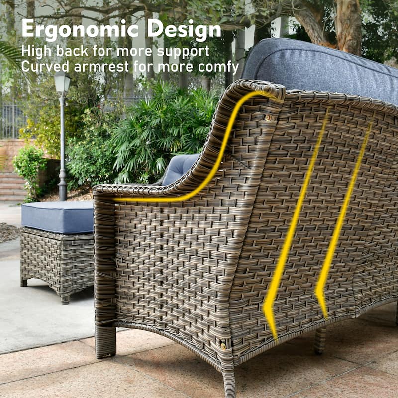 XIZZI Patio Wicker Loveseat with Cushions Outdoor 2-Seater Sofa for Patio, Deck, or Backyard