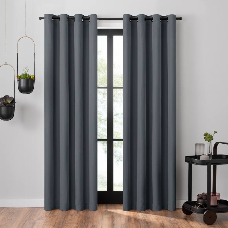 Umbra Ottoman Textured Solid 100% Blackout Grommet Curtain Panel - 84x50 - Slate