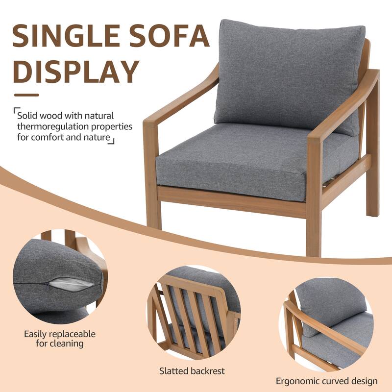 Outdoor 4 Piece Wooden Chair Set With Table