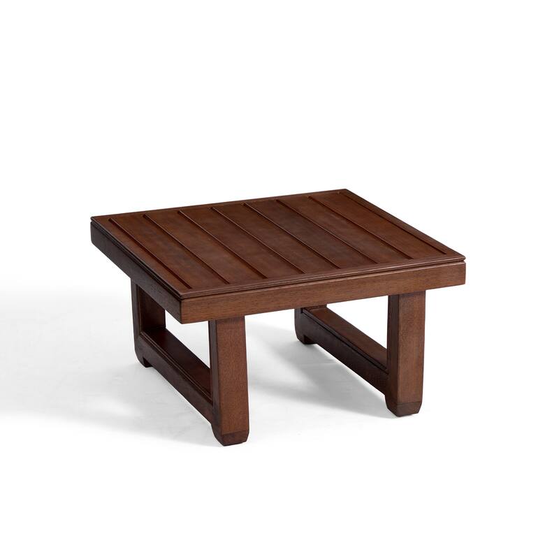 Teak Wood Cushioned Outdoor Patio Loveseat Set with Side Table