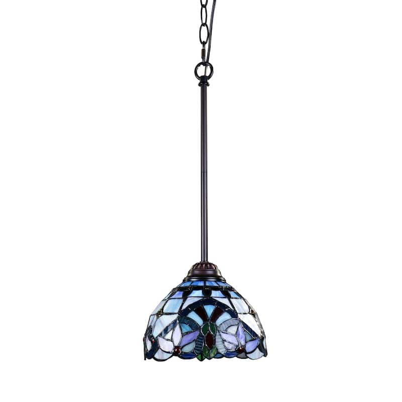 Tiffany-Style Victorian Design 1-light Dark Bronze Hanging Pendant - Dark Bronze
