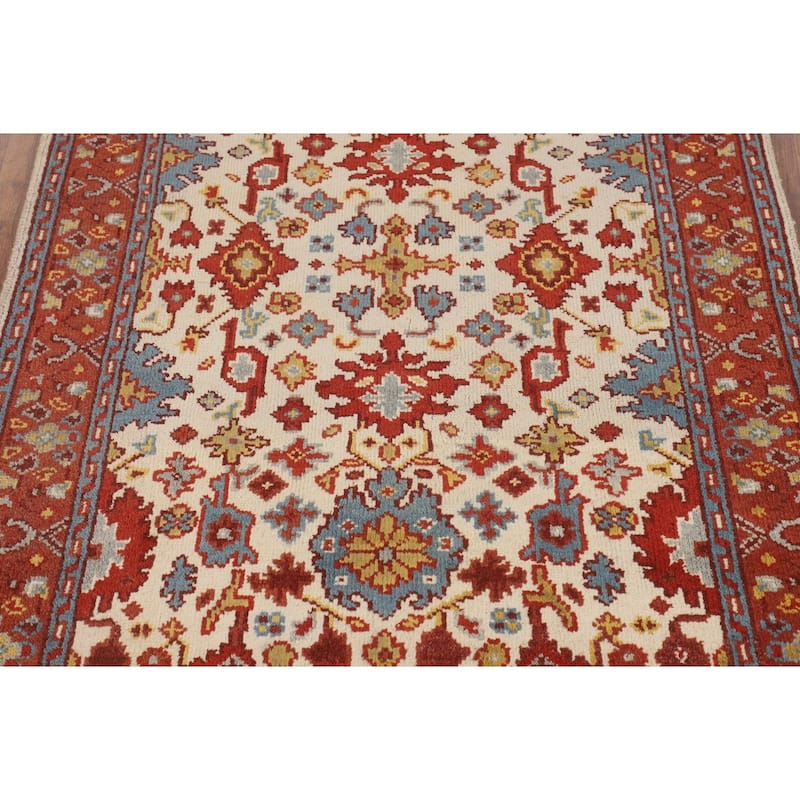 Ivory Oushak Oriental Accent Rug Hand-Knotted Wool Carpet - 4'0" X 5'10"