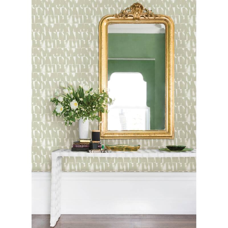 A-Street Prints Bancroft Sage Artistic Stripe Wallpaper