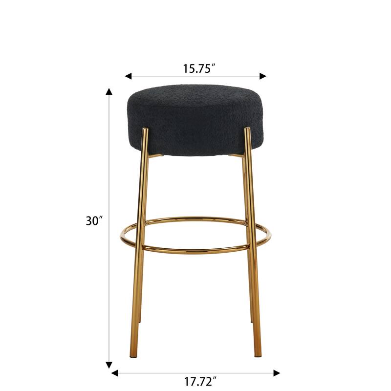 30" Round High Bar Stools Set of 2, Contemporary Upholstered Sturdy Hardware Support Legs