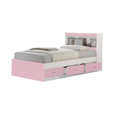 85.5" Pink Captain Bed with 3 Drawers and Headboard - Twin Size