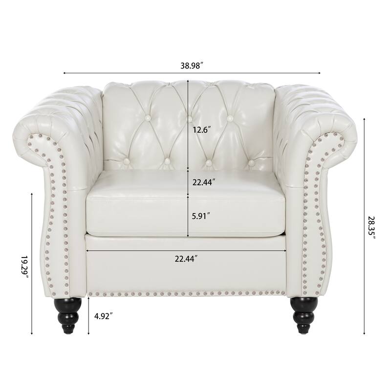 HCHAIRH Tufted Rolled Arm Seater Sofa Chair For Living Room