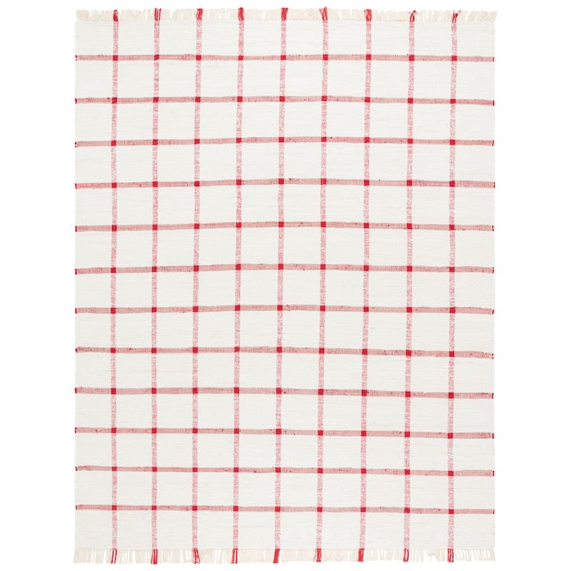 SAFAVIEH Handmade Montauk Espedita Cotton Rug - 8' x 10' - Ivory/Red
