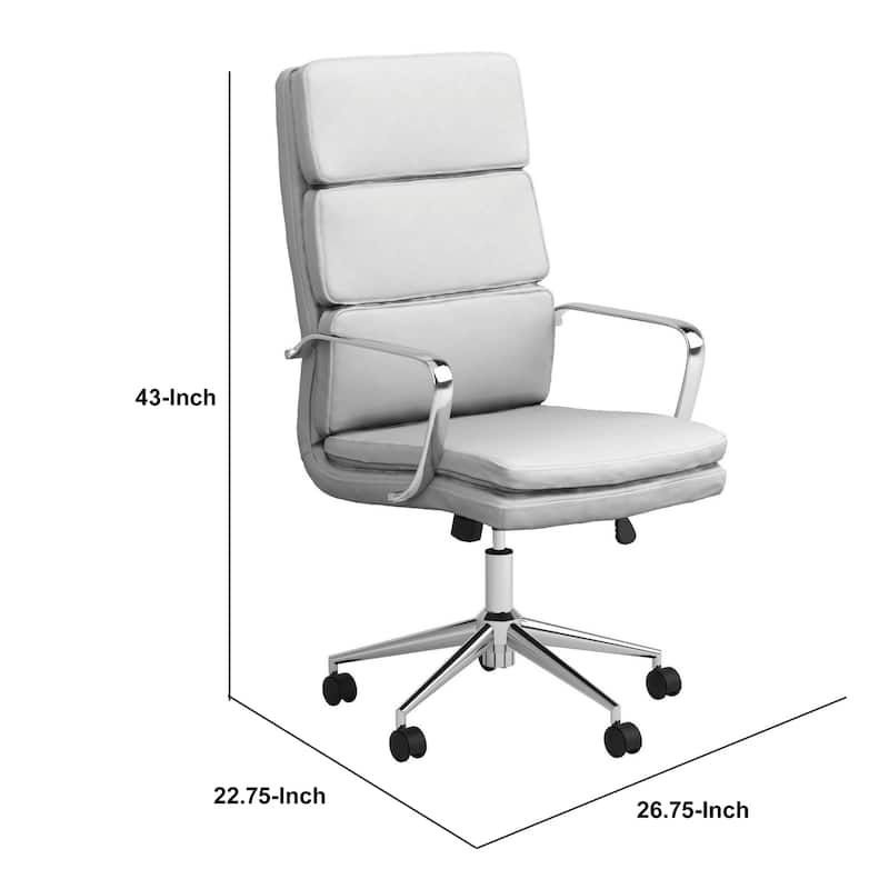 43 Inch Leatherette Office Chair with 5 Star Base, White