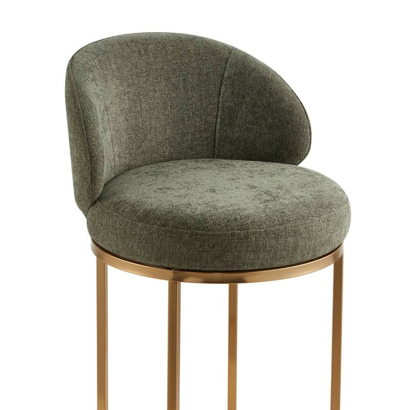 Spruce & Spring Chloe Upholstered Swivel Counter Bar Stool with Metal Frame and Arched Back