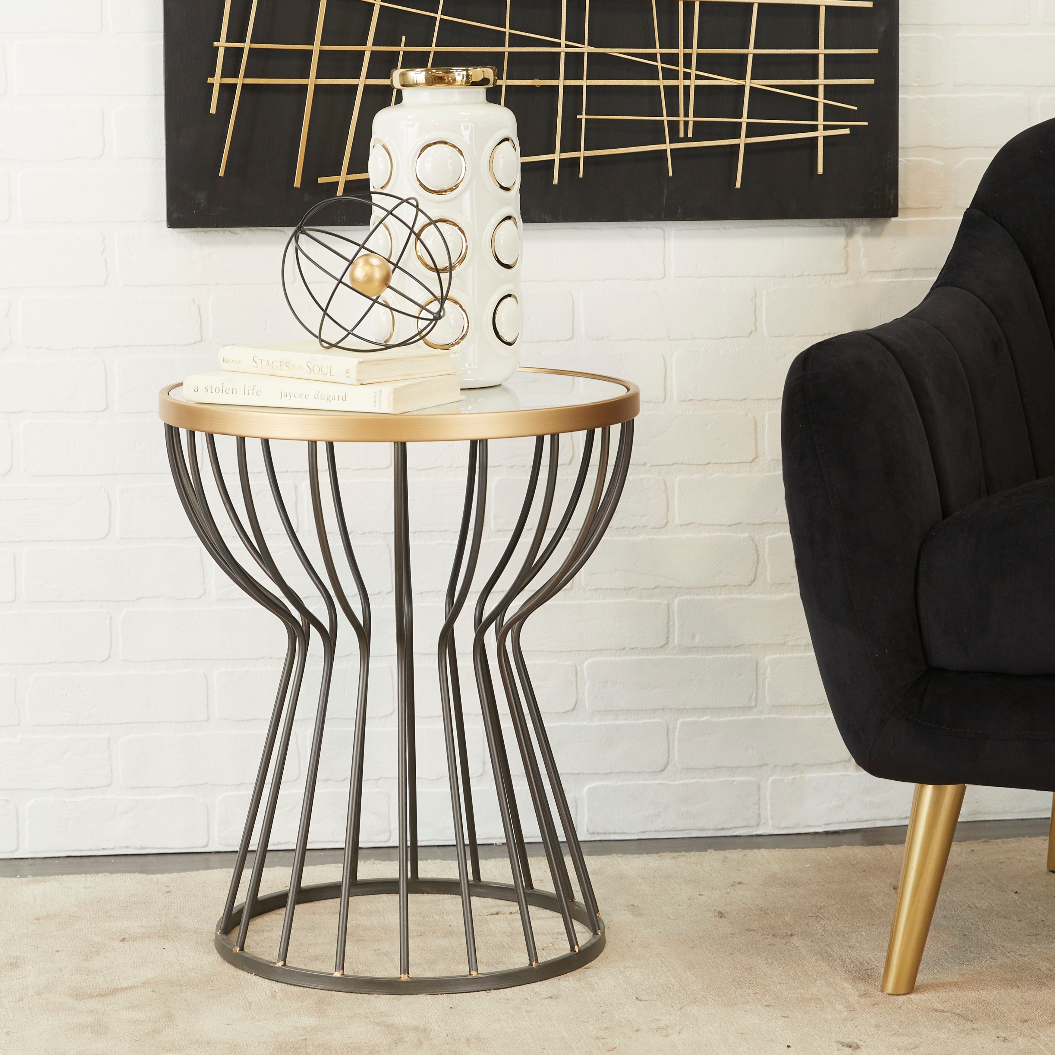 Black Metal Contemporary Accent Table - 18 x 18 x 21