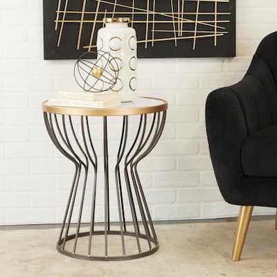 Black Metal Contemporary Accent Table - 18 x 18 x 21