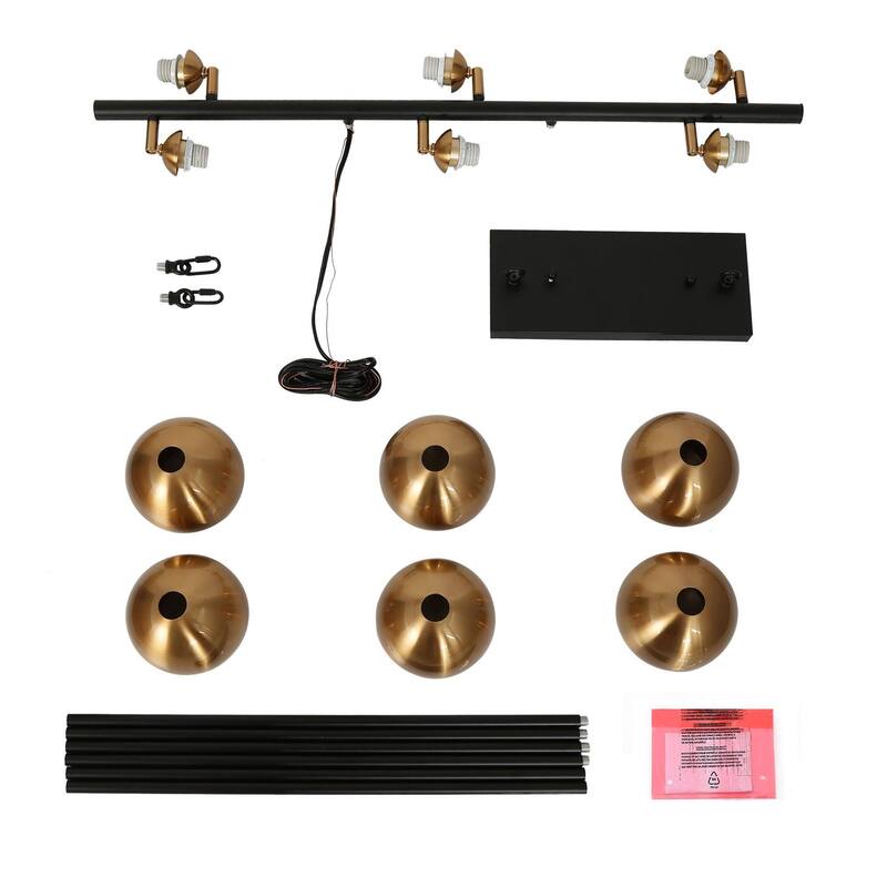 Modern 6-Light Black Gold Linear Chandeliers Glam Metal Island Light for Dining Room - L31" x W5.5" x H13.5"