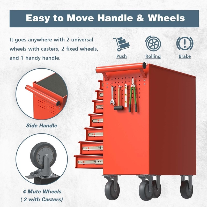 7 Drawer Extra Large Tool Roller Cabinet with Castor Wheels and Side Handle, Shop Today. Get it Tomorrow!