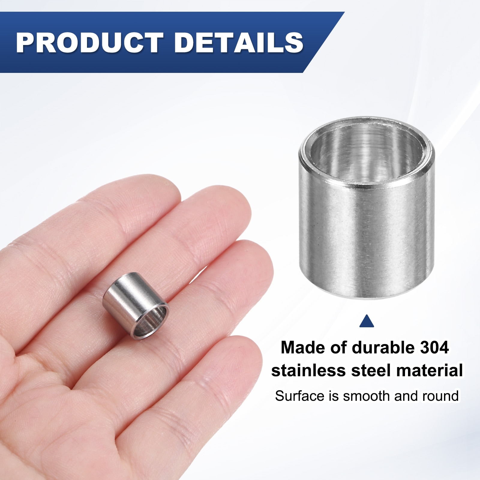 Stainless Steel Spacers Standoff Bushing Plain Finish Round Spacer Stainless Steel for Screws Bolts - Silver