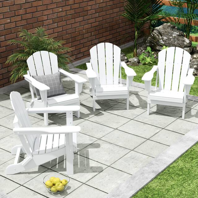Laguna Folding Poly Eco-Friendly All Weather Outdoor Adirondack Chair (Set of 4) - White