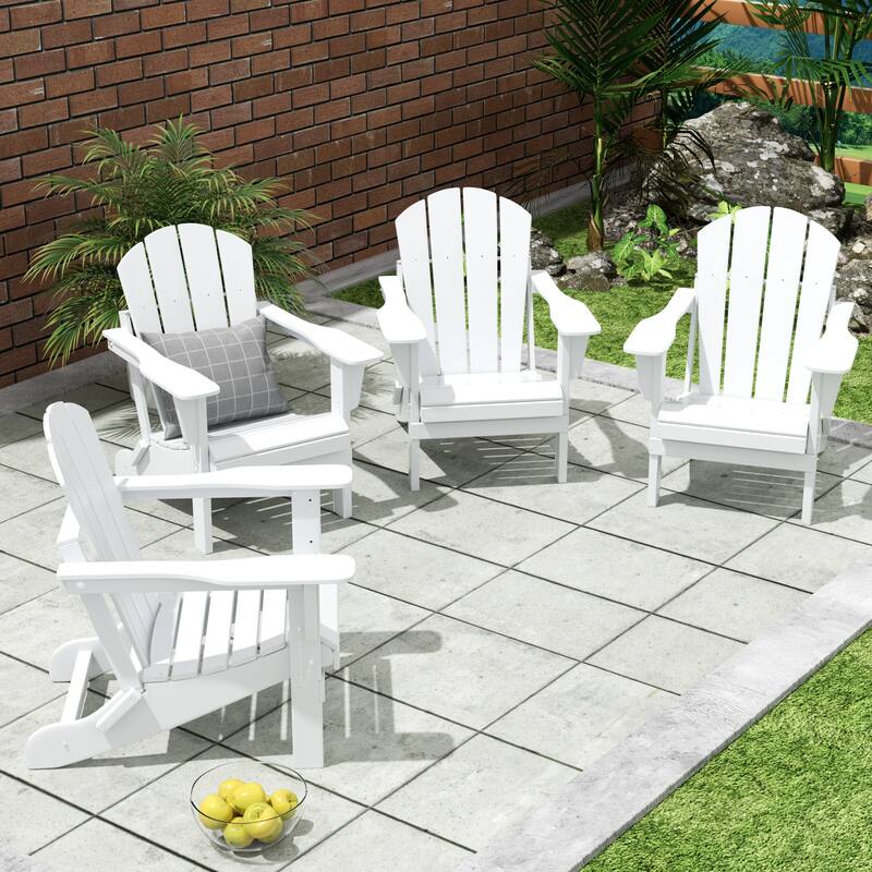 POLYTRENDS Laguna Folding Poly Eco-Friendly All Weather Outdoor Adirondack Chair (Set of 4)
