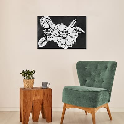 Wynwood Studio Canvas Floral and Botanical Beach Rose Noir Black and Modern & Contemporary Wall Art Canvas Print