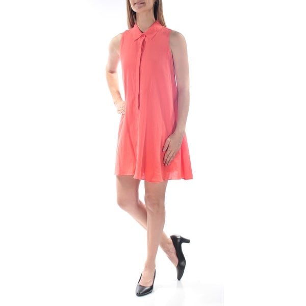 coral shirt dress