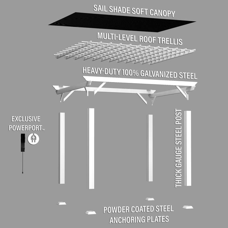 Backyard Discovery Hawthorne 12x10' Galvanized Steel Pergola w/ Canopy