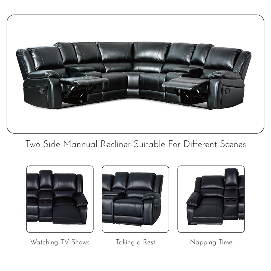 108" Modern Faux Leather 7-Piece Sectional Recliner