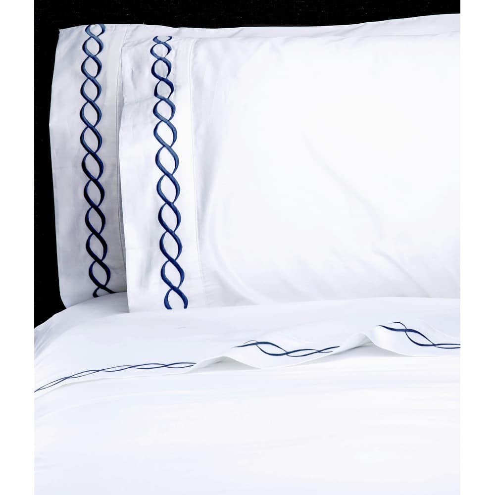 600 Thread Count Rope Embroidered Sham Cover or Pillowcase Set