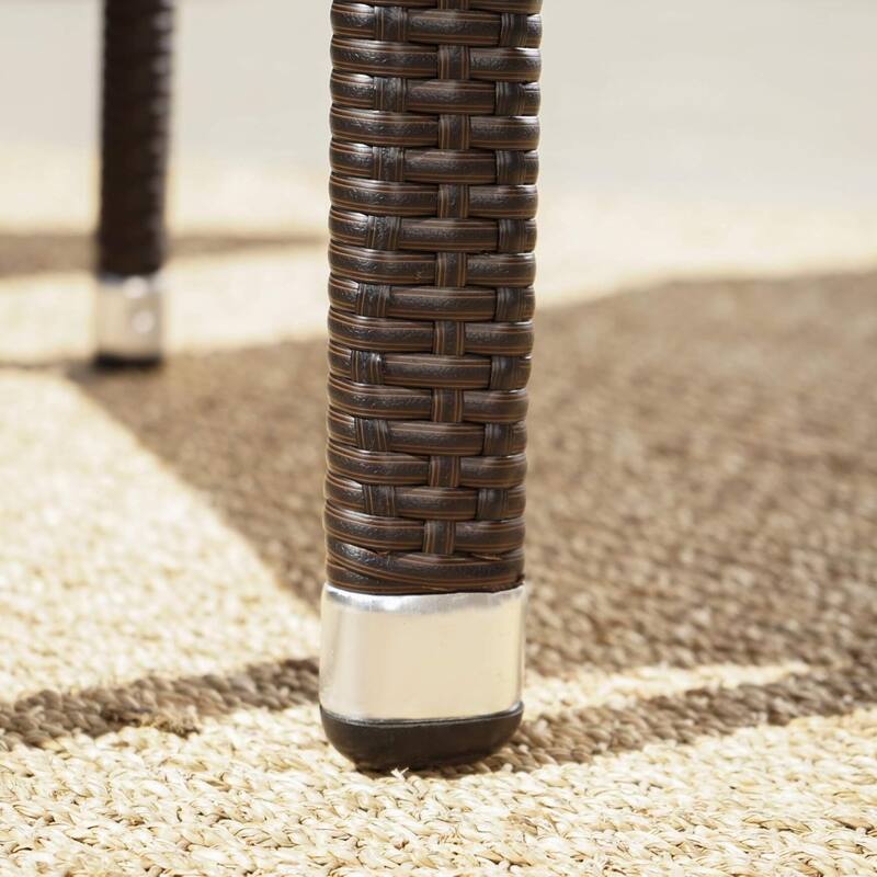 Roomfitters Outdoor Rattan Dining Chair Set of 4, Stackable Armless Patio Chairs, Weather-Resistant Design