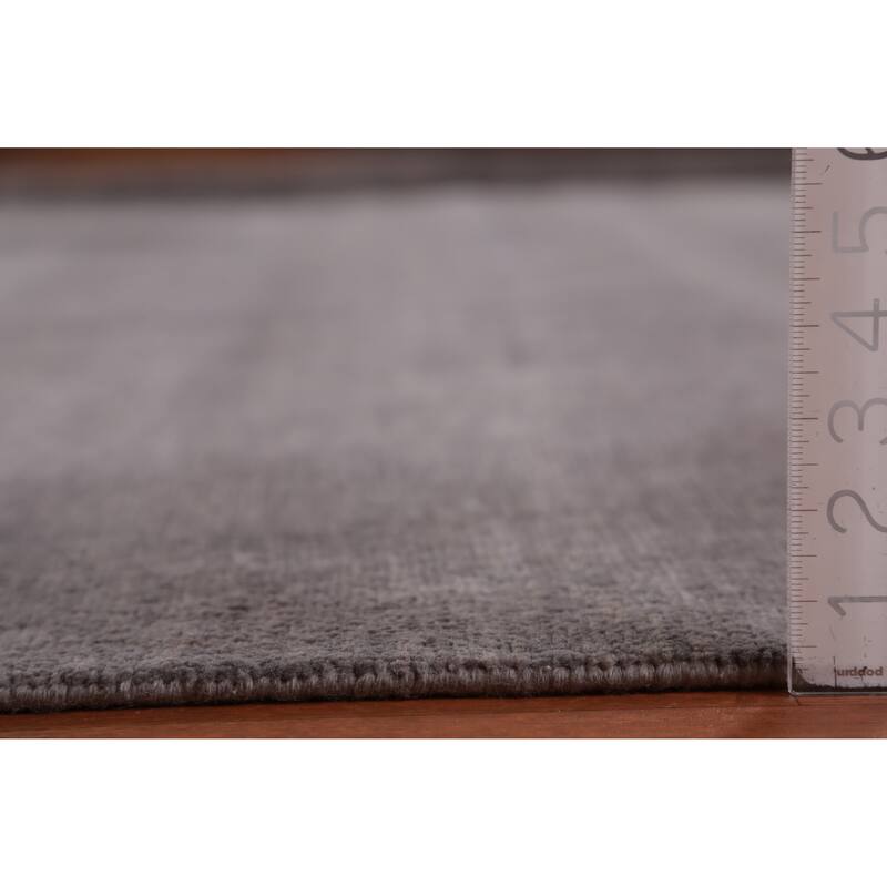 Hand Knotted Oriental 100% Wool Carpet Modern Solid Greys & Charcoal Gabbeh Area Rug - 13' 10'' X 10' 8''