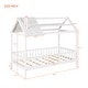 preview thumbnail 26 of 32, Twin Size House Bed, Wood Platform Bed Frame with Fence, Montessori Bed with Wood Slats Support for Kids Teens Girls Boys