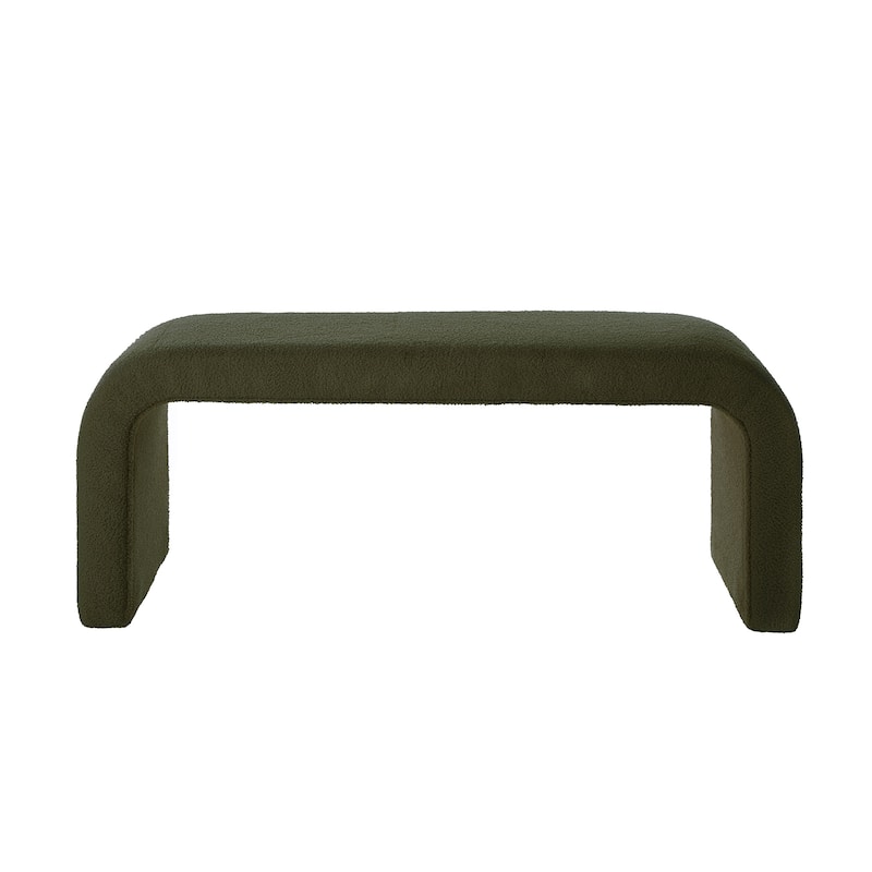Set of 3 U-Shaped Modern Bench Teddy Ottoman Bench for Entryway, Bedroom End of Bed, Set of 3 Small Sofa Footrest Extra Seating - Dark Green