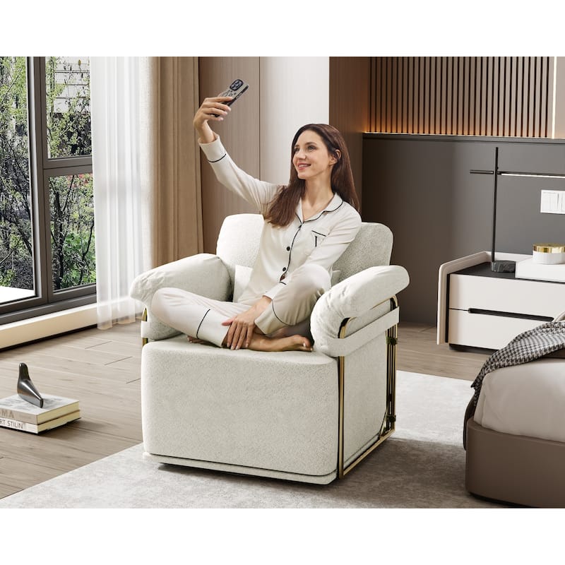 360 Degree Square Swivel Accent Sofa Chair with Ergonomic Wide Seat, Upholstered Lounge Chair Reading Chair Armchair