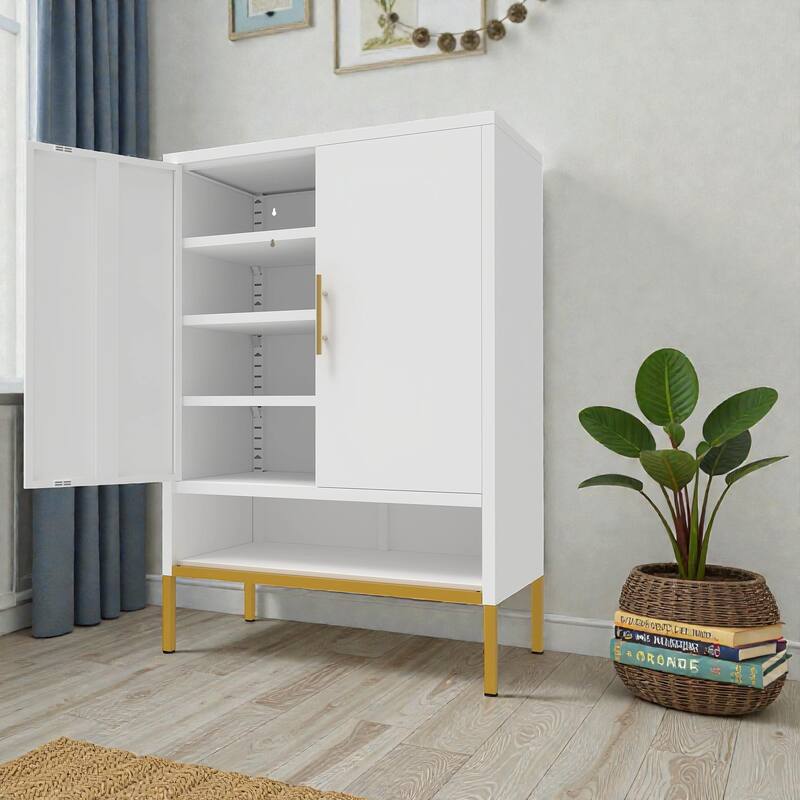 40 Inch Tall Metal Shoe Cabinet with 2 Doors, 7 Tier Narrow Shoe Storage Organizer for Entryway and Closet