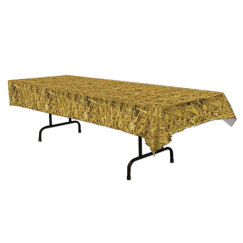Club Pack of 12 Gold Straw Disposable Banquet Party Table Covers 108"