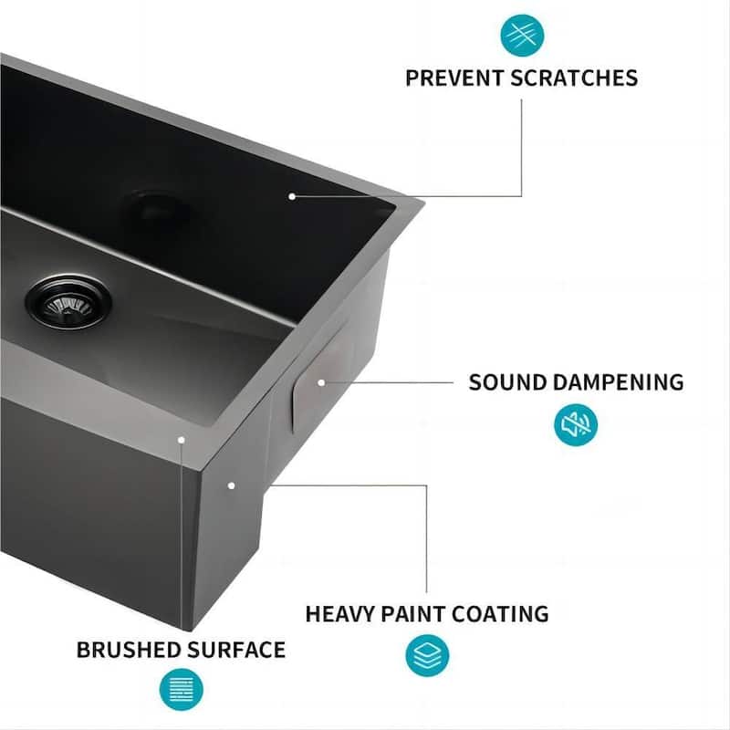 30" 33" 36" Gunmetal Black Farmhouse Sink Apron Front Kitchen Sink