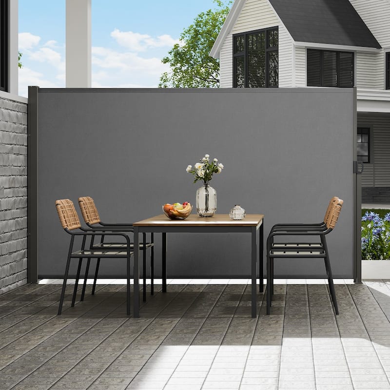 71''x 138'' Outdoor Patio Privacy Screen Awning with Retractable Handle