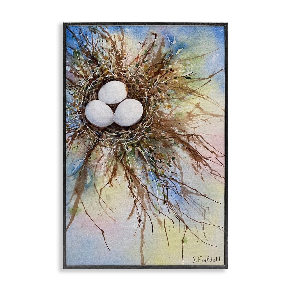 Stupell Modern Watercolor Bird Nest Framed Giclee Art Design By Stephanie Fielden