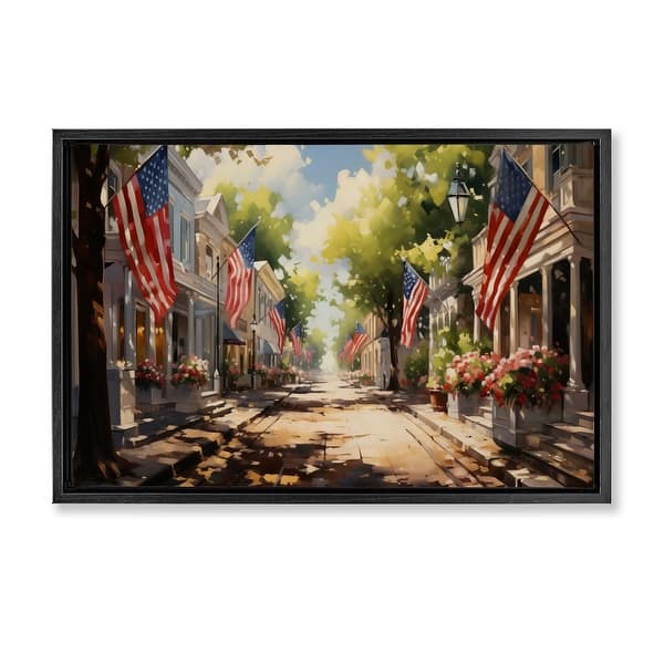 slide 2 of 28, Stupell American Flag Lined Street Framed Floater Canvas Wall Art Design By Arlington Prints 25 x 17 - Black