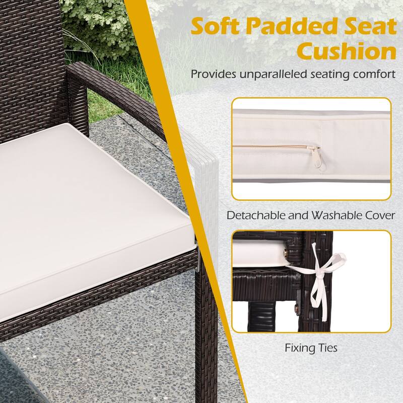 Gymax 2-Person Patio Loveseat w/ Removable Seat Cushion Metal Frame - Mix Brown + White