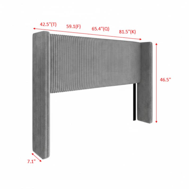 Clayfell Lenox Upholstered Wingback Headboard, Soft Corduroy, Easy to Assemble