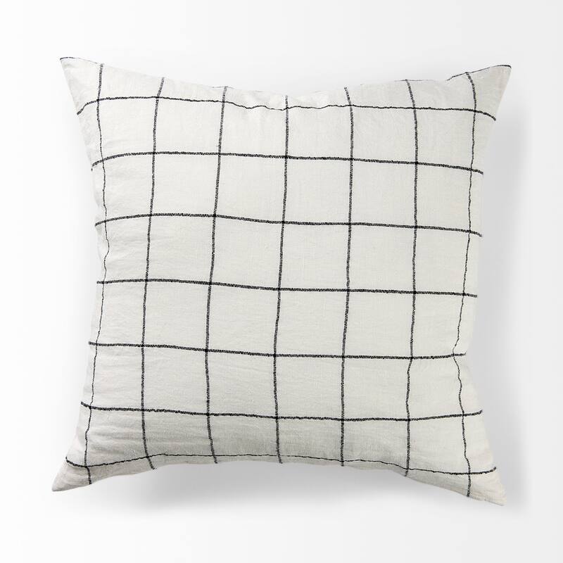 Suzanne White & Black Square Pattern Decorative Pillow Cover